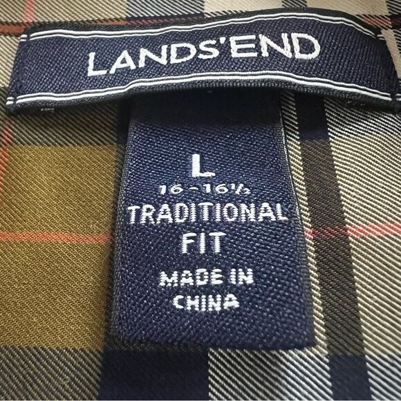 Lands End Men’s No Iron Traditional Fit Long Sleeve Plaid Shirt - Picture 11 of 16